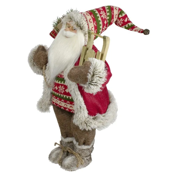 18" Nordic Santa Christmas Figurine with Sled