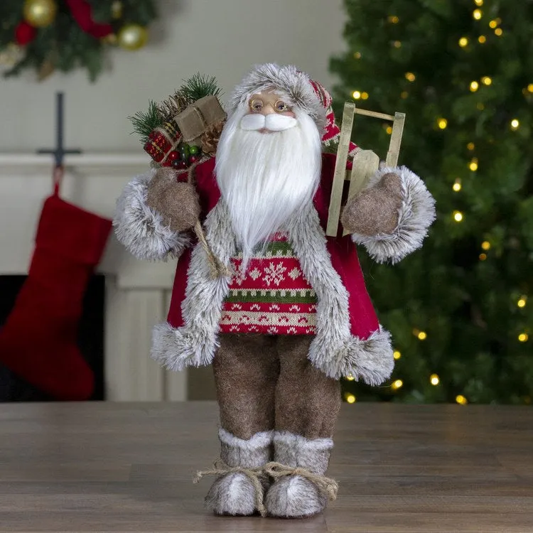 18" Nordic Santa Christmas Figurine with Sled