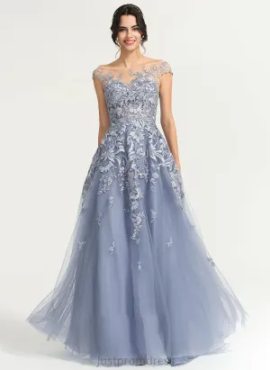 Allison Scoop Prom Dresses Neck Tulle Ball-Gown/Princess Floor-Length