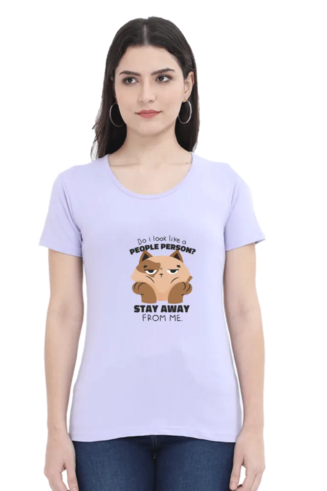 Anti Social Cat Printed Scoop Neck T-shirt for women