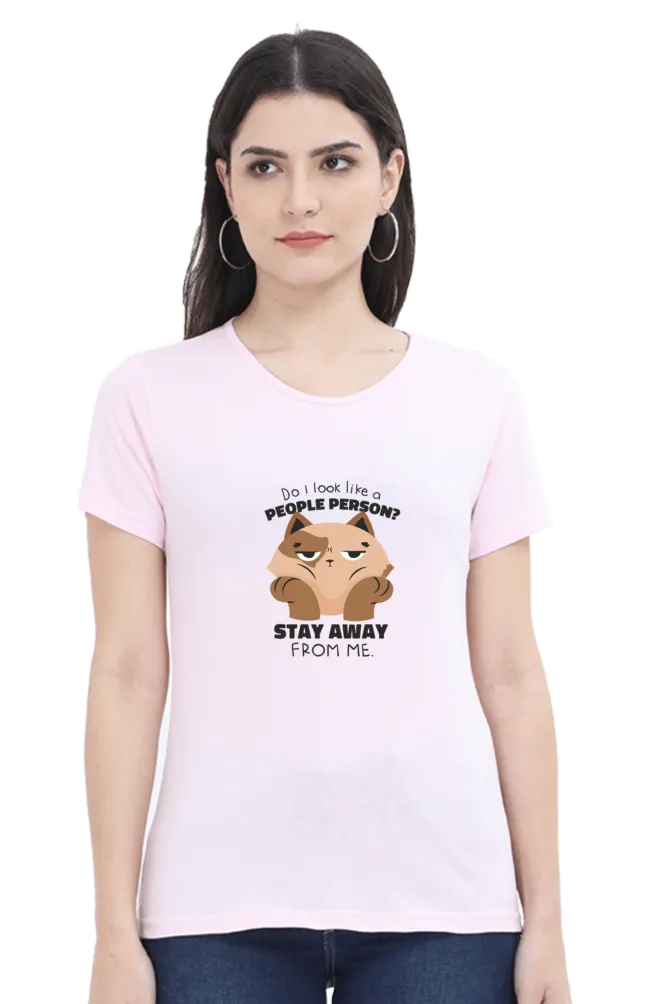 Anti Social Cat Printed Scoop Neck T-shirt for women