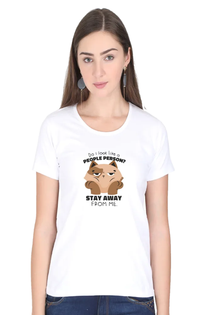 Anti Social Cat Printed Scoop Neck T-shirt for women