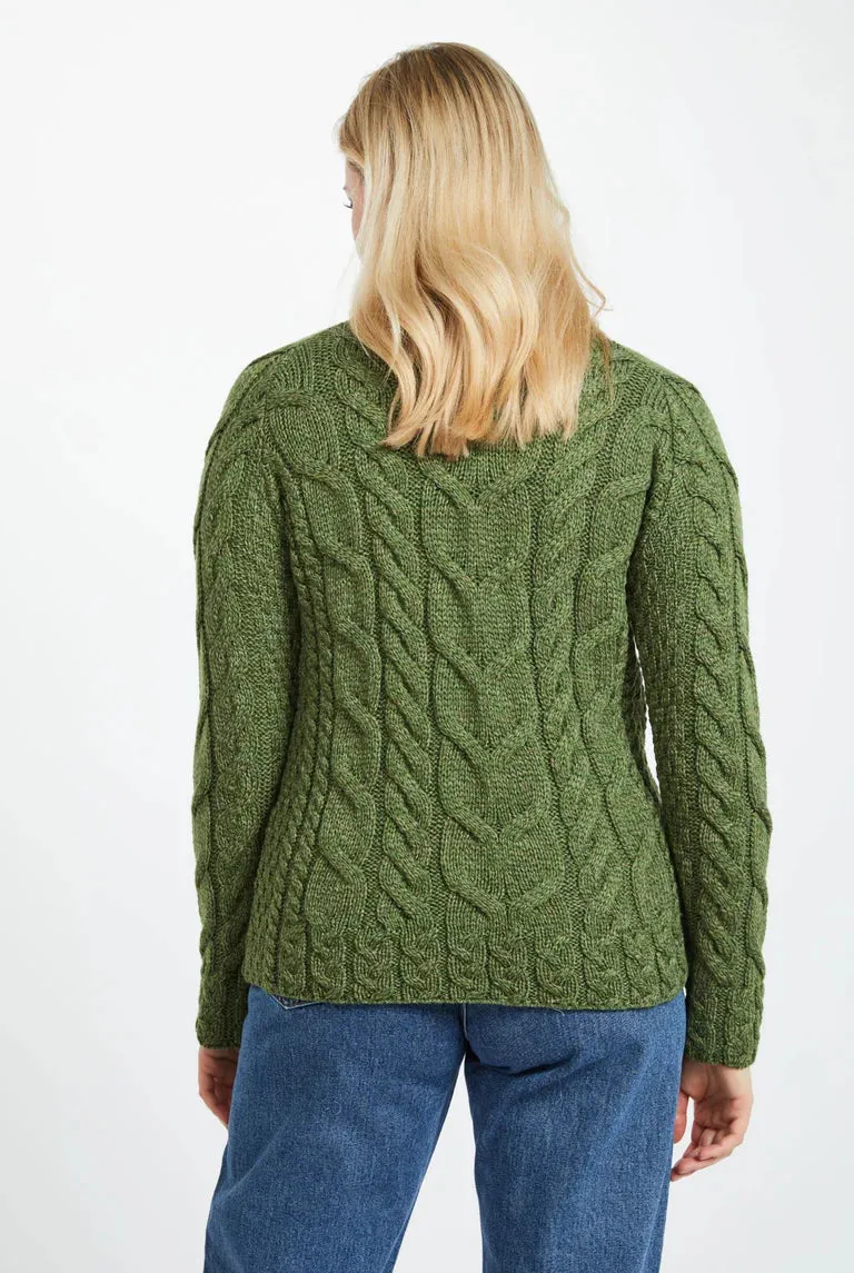 Aran - Listowel Aran Cabled Sweater - Meadow Green