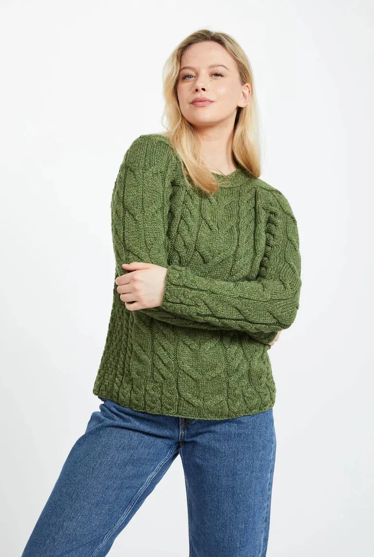 Aran - Listowel Aran Cabled Sweater - Meadow Green