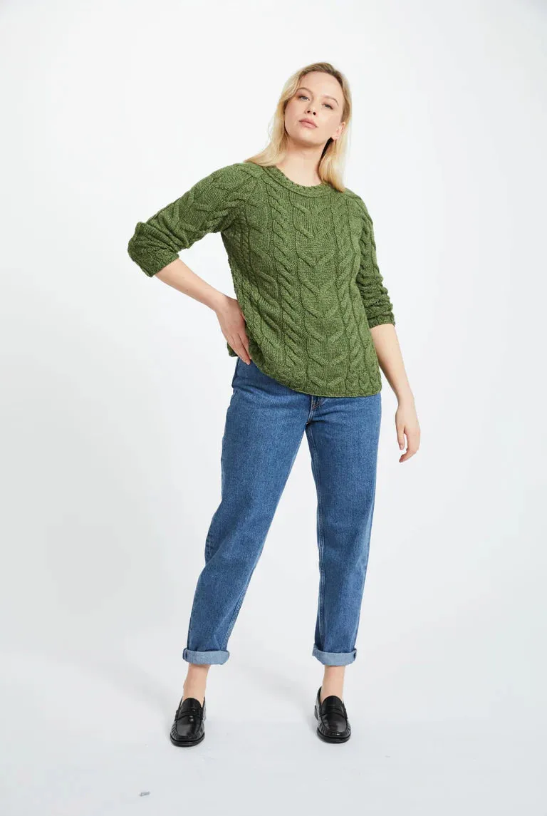 Aran - Listowel Aran Cabled Sweater - Meadow Green