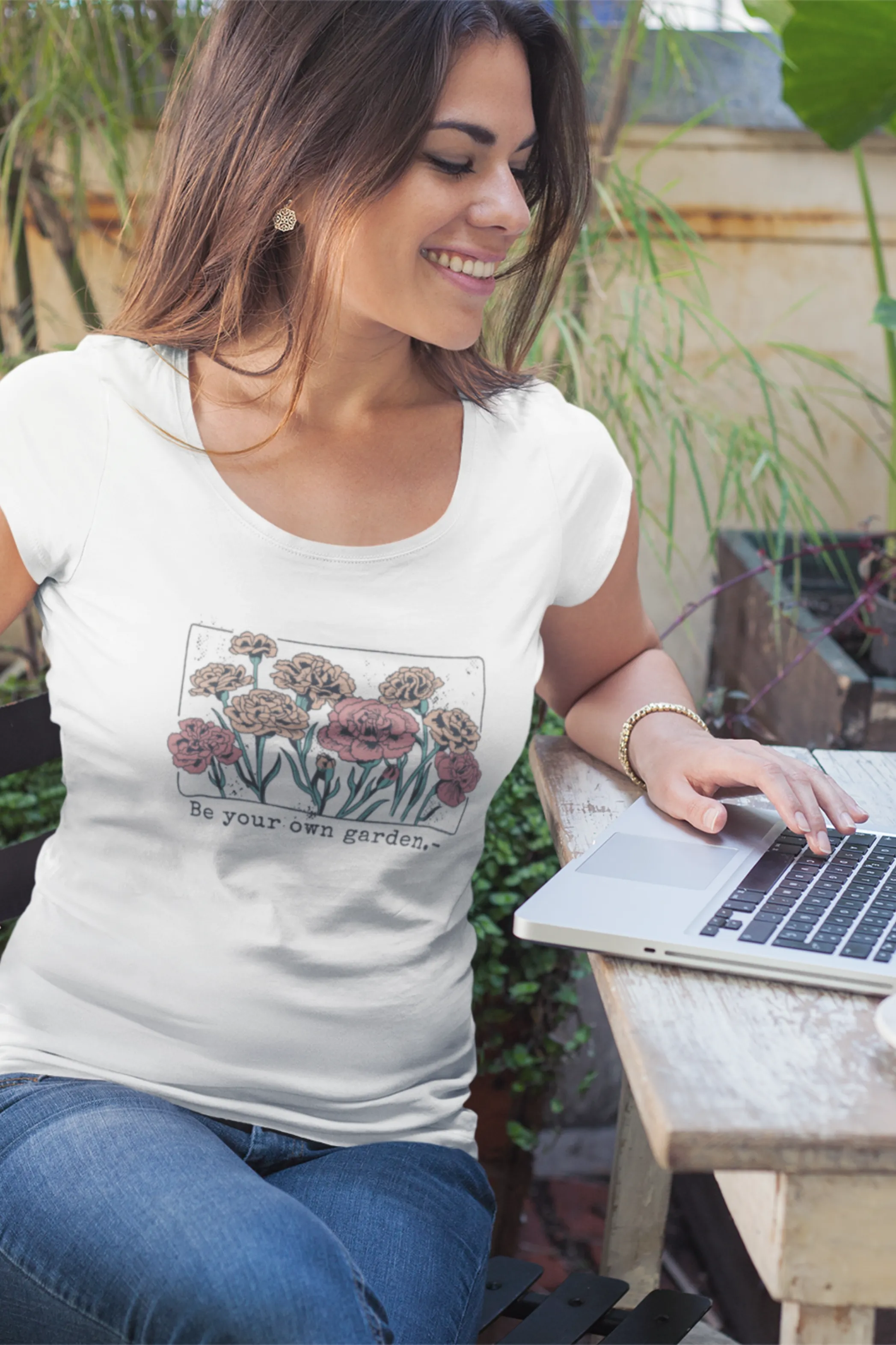 Be Your Own Garden Printed Scoop Neck T-shirt for women