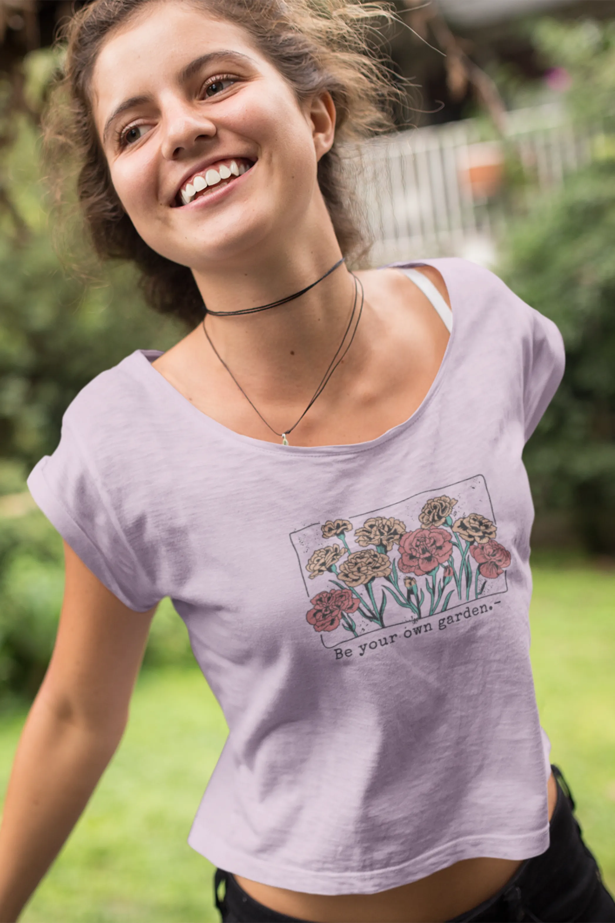 Be Your Own Garden Printed Scoop Neck T-shirt for women