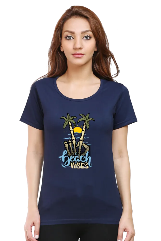 Beach Vibes Printed Scoop Neck T-shirt for women