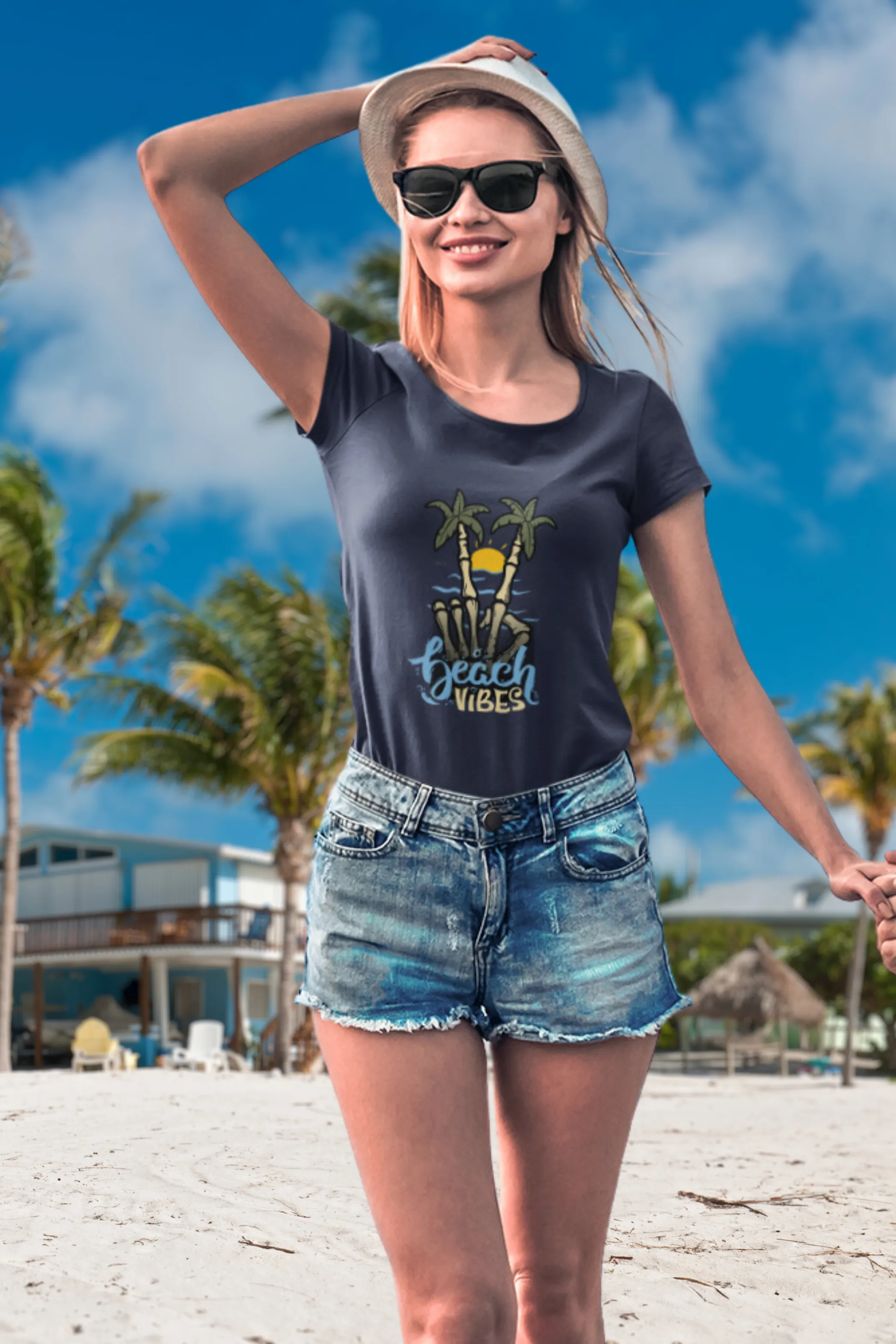 Beach Vibes Printed Scoop Neck T-shirt for women