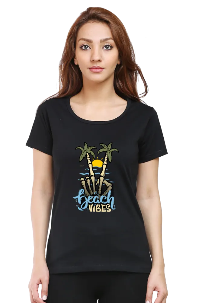 Beach Vibes Printed Scoop Neck T-shirt for women