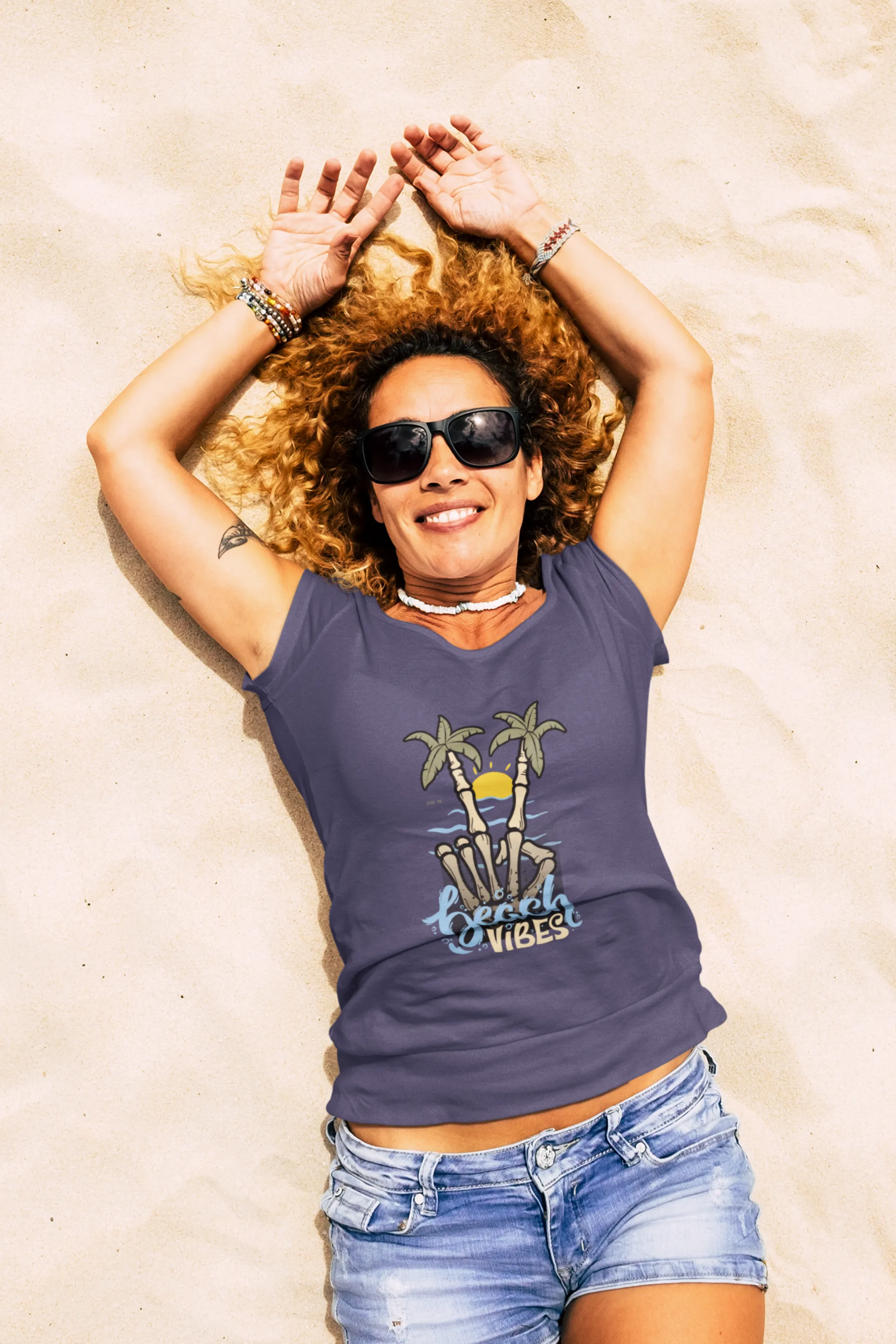 Beach Vibes Printed Scoop Neck T-shirt for women