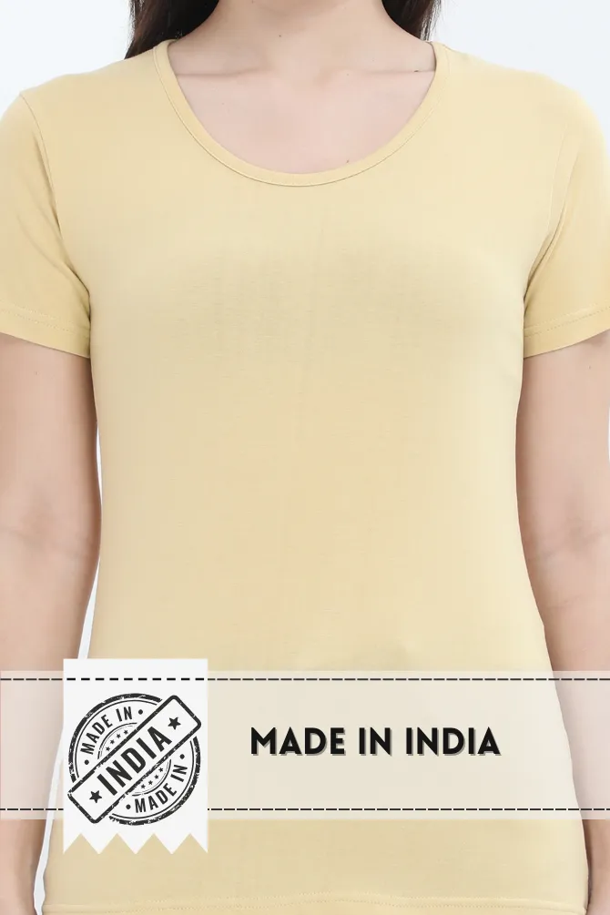 Beige Scoop Neck T-shirt for women