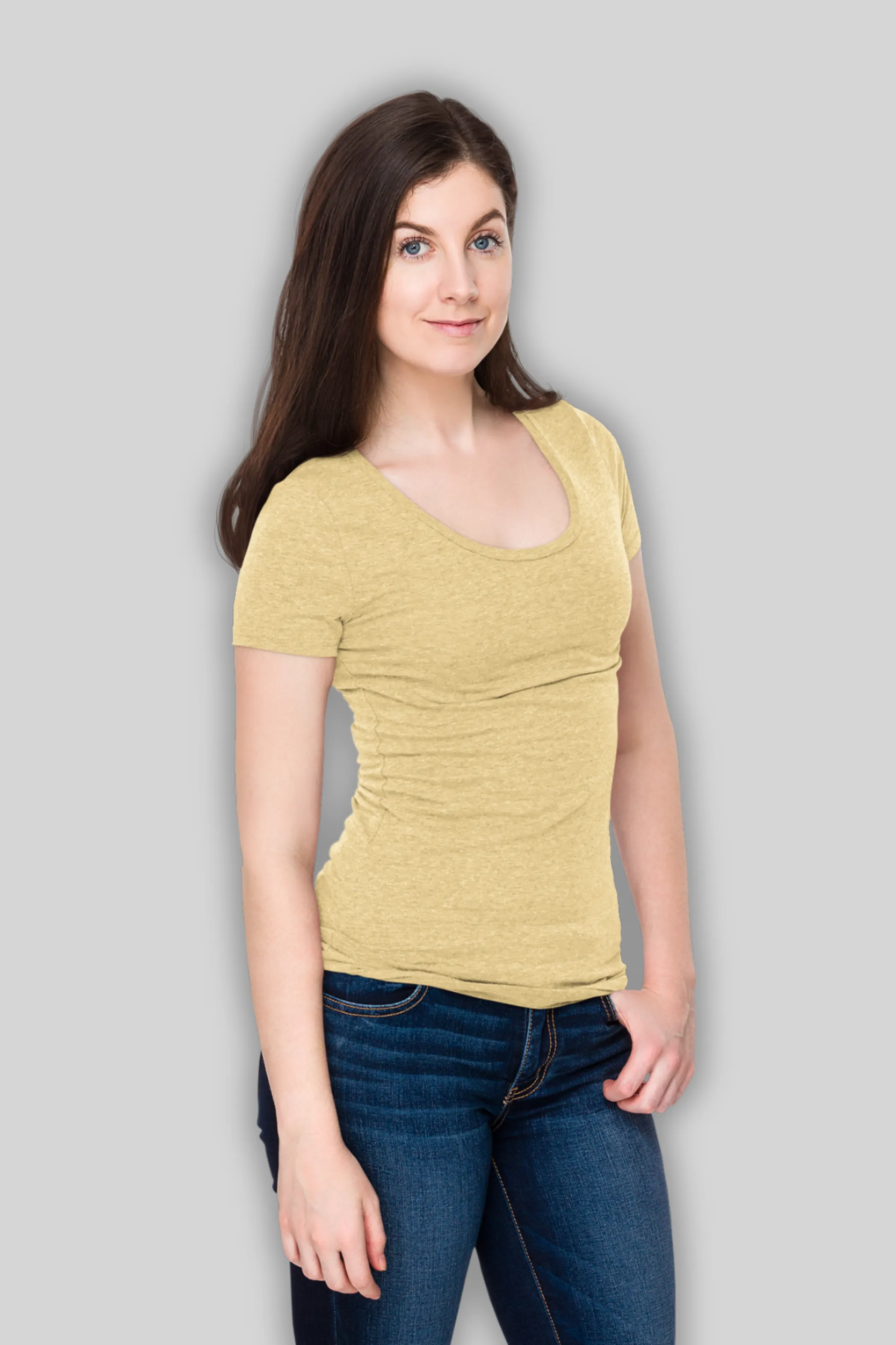 Beige Scoop Neck T-shirt for women