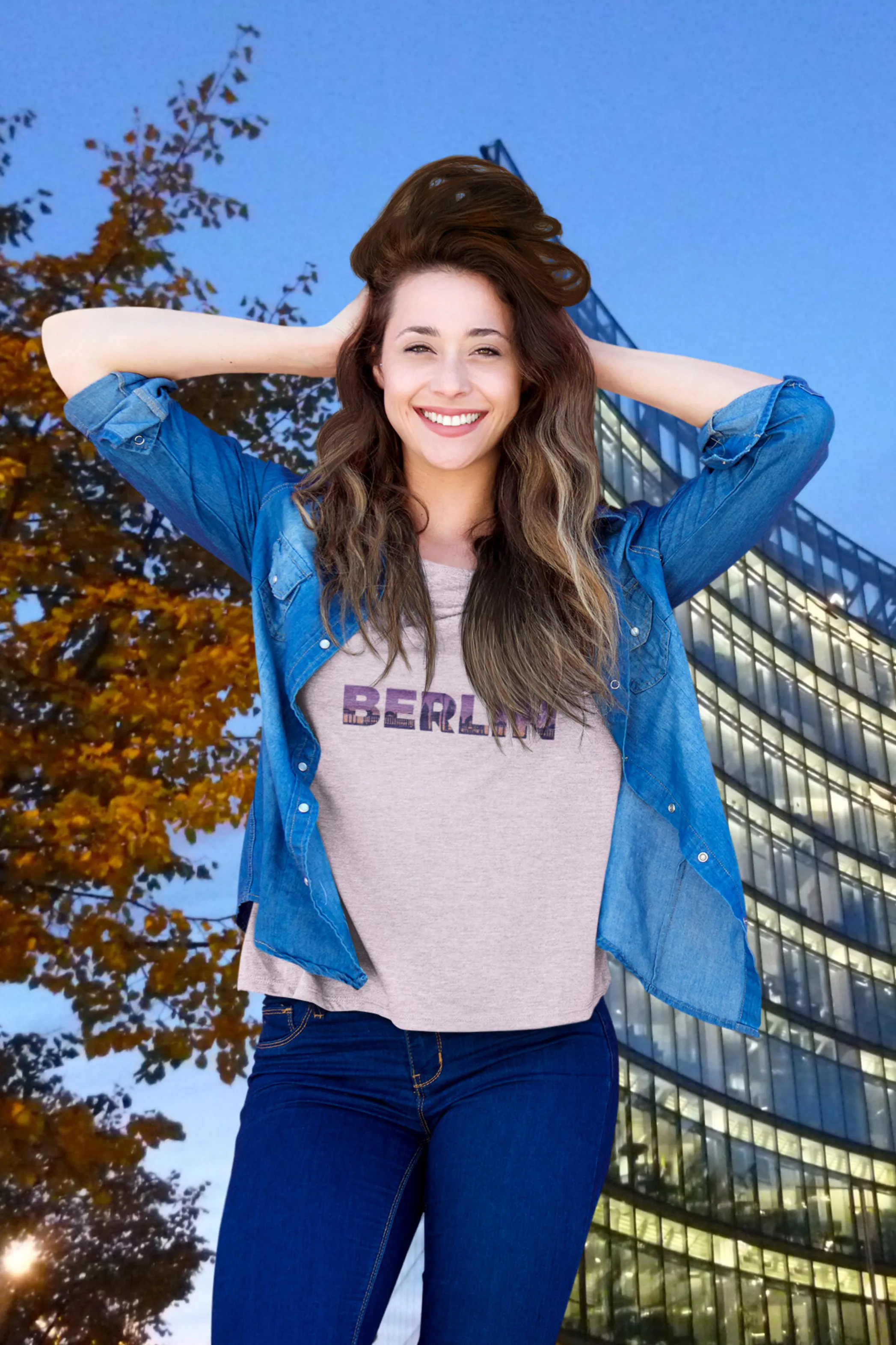 Berlin Skyline Printed Scoop Neck T-shirt for women