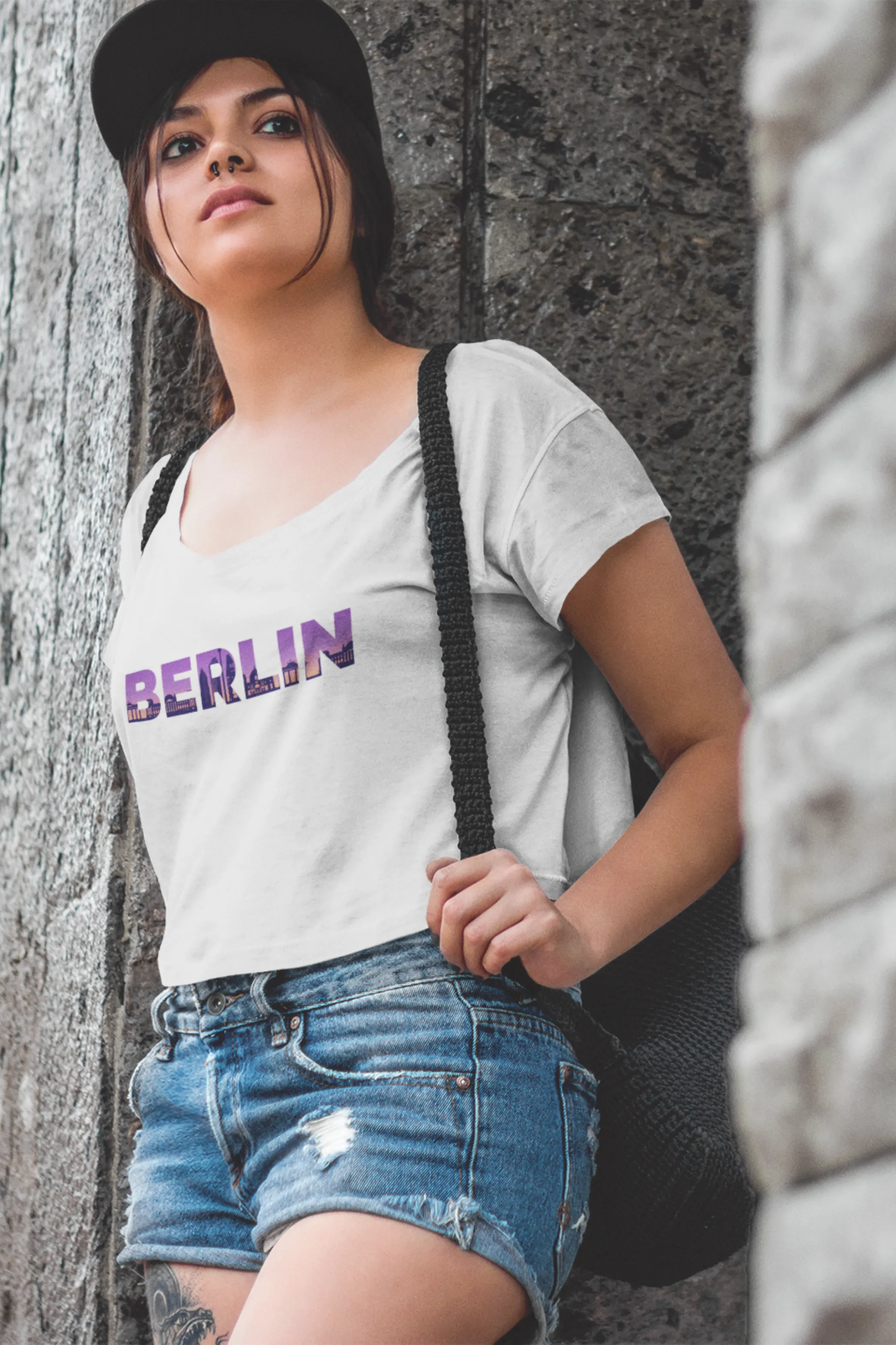 Berlin Skyline Printed Scoop Neck T-shirt for women