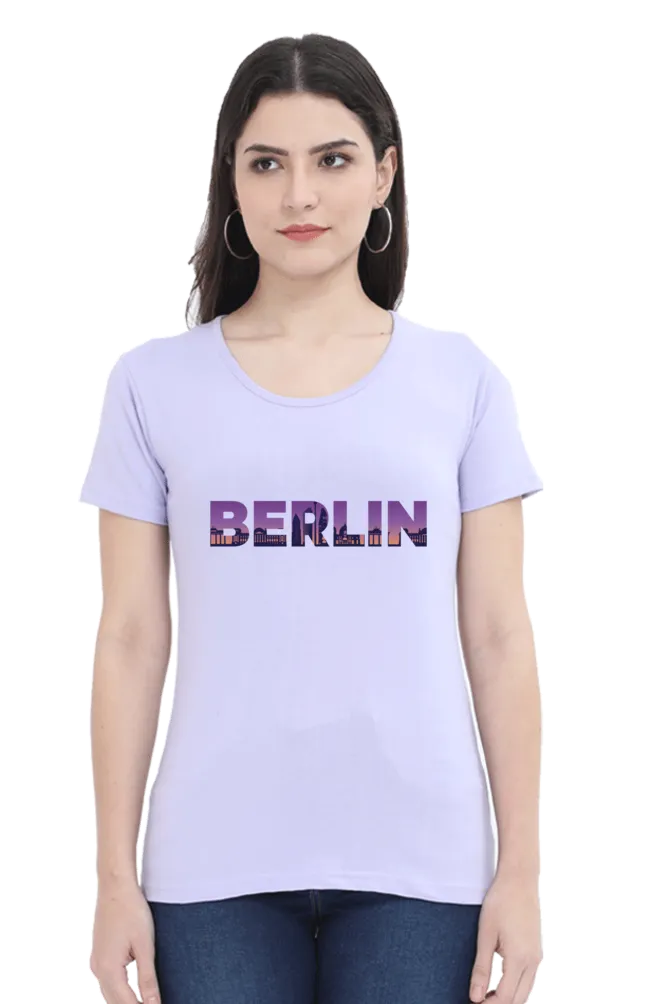 Berlin Skyline Printed Scoop Neck T-shirt for women