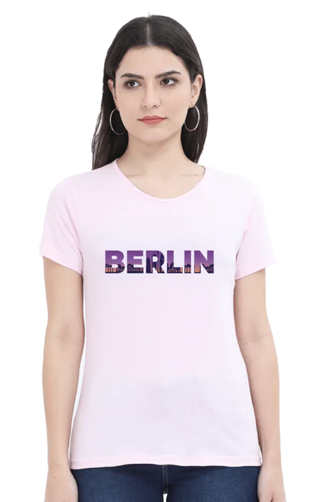 Berlin Skyline Printed Scoop Neck T-shirt for women
