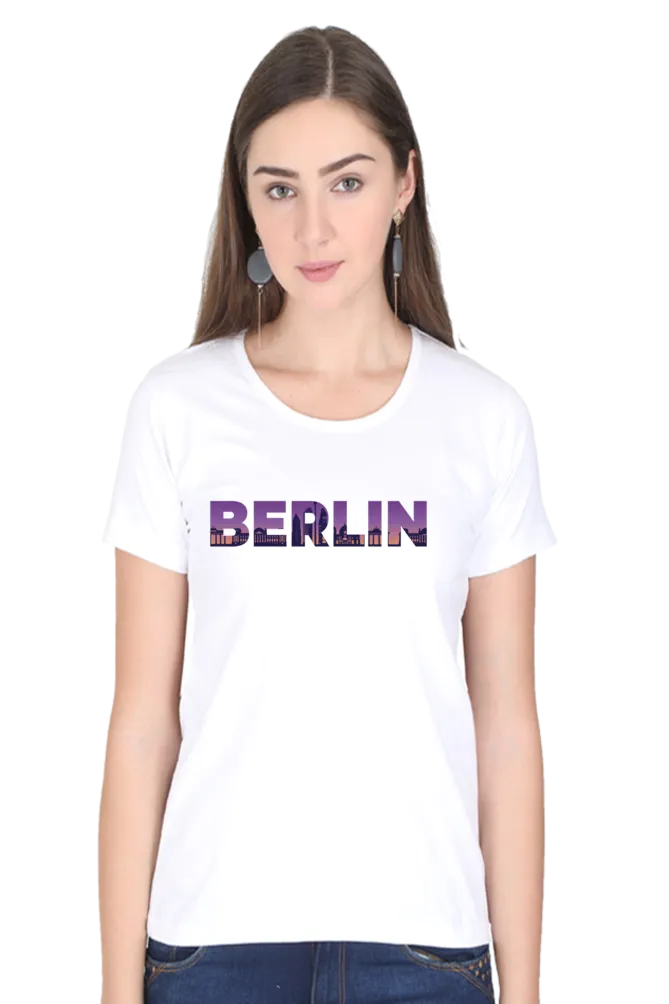Berlin Skyline Printed Scoop Neck T-shirt for women