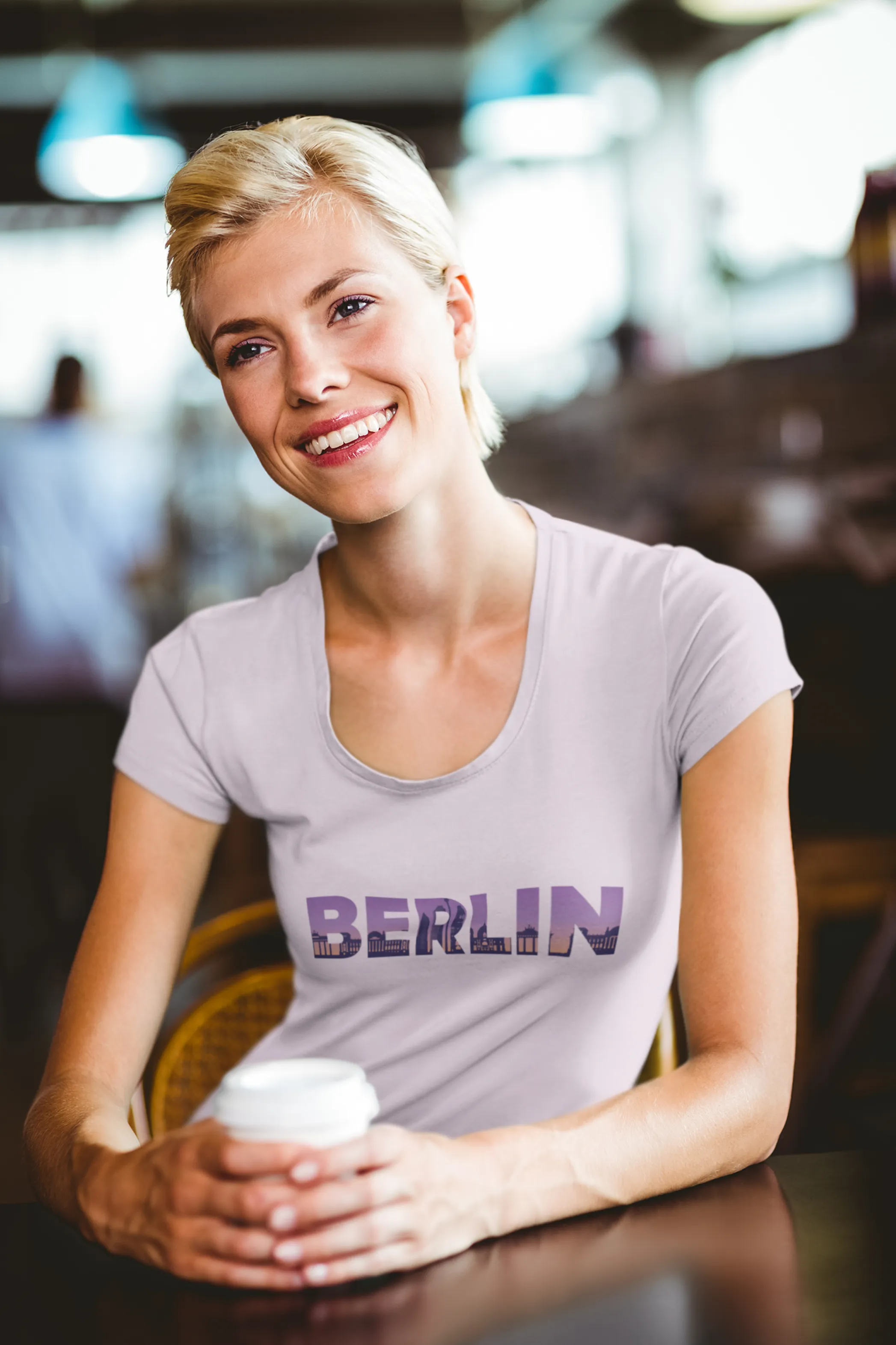 Berlin Skyline Printed Scoop Neck T-shirt for women