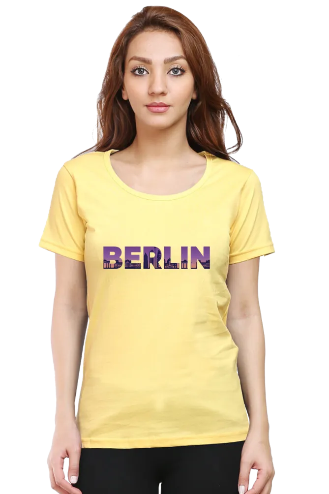 Berlin Skyline Printed Scoop Neck T-shirt for women