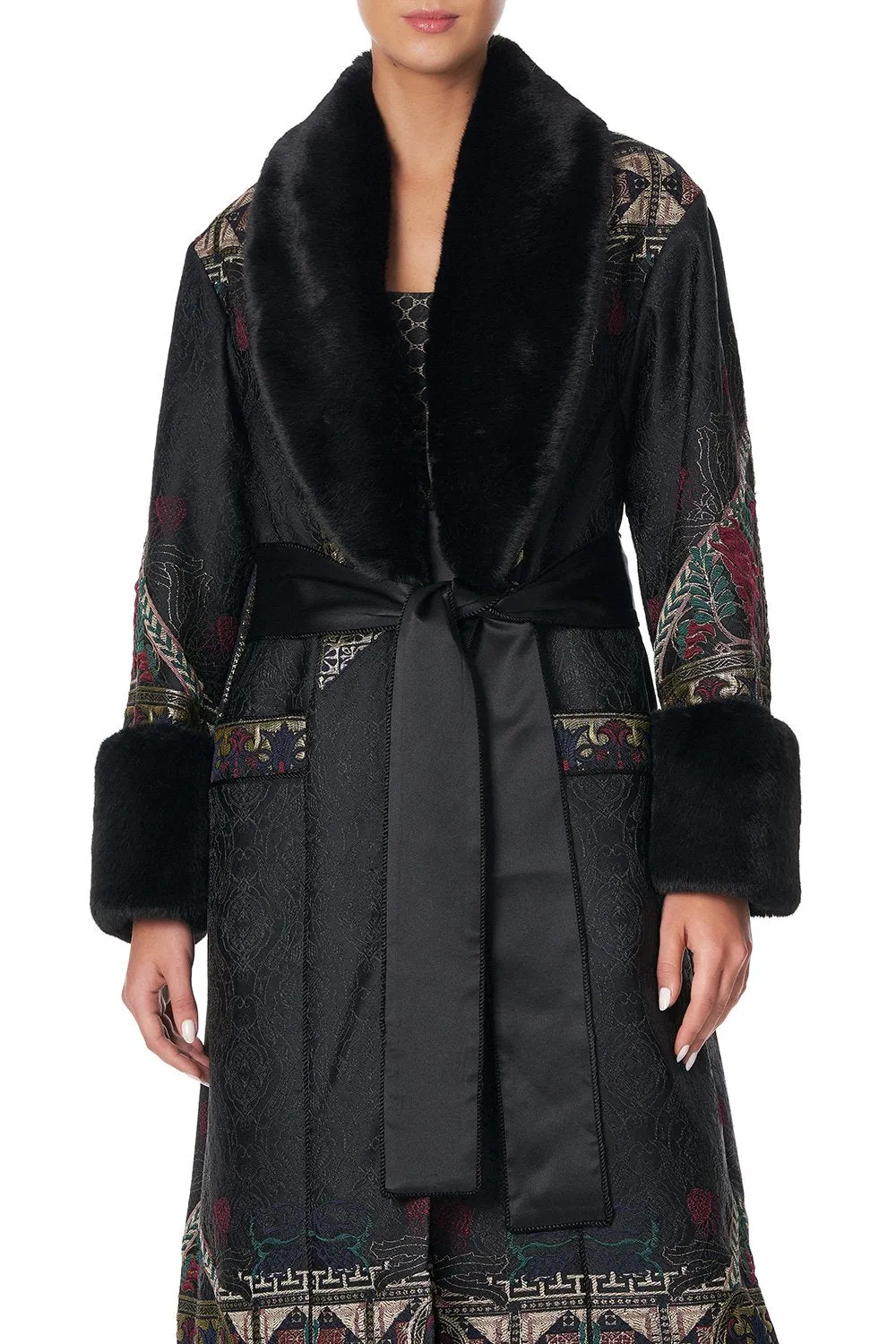 COAT WITH FAUX FUR CUFF AND COLLAR BOTANICAL CHRONICLES