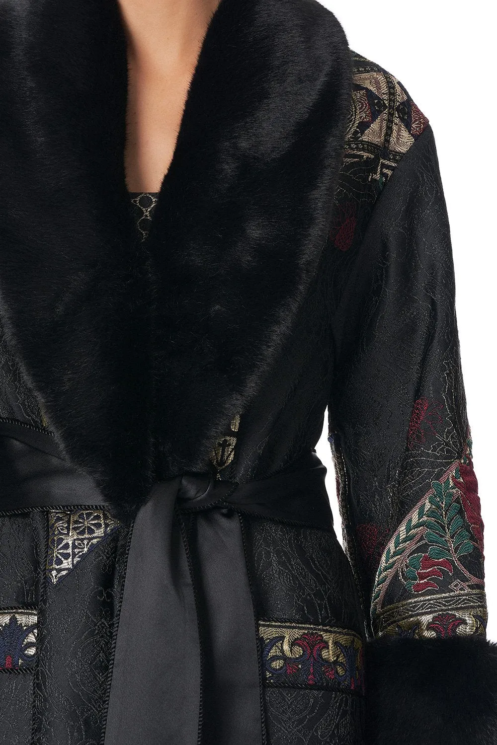 COAT WITH FAUX FUR CUFF AND COLLAR BOTANICAL CHRONICLES