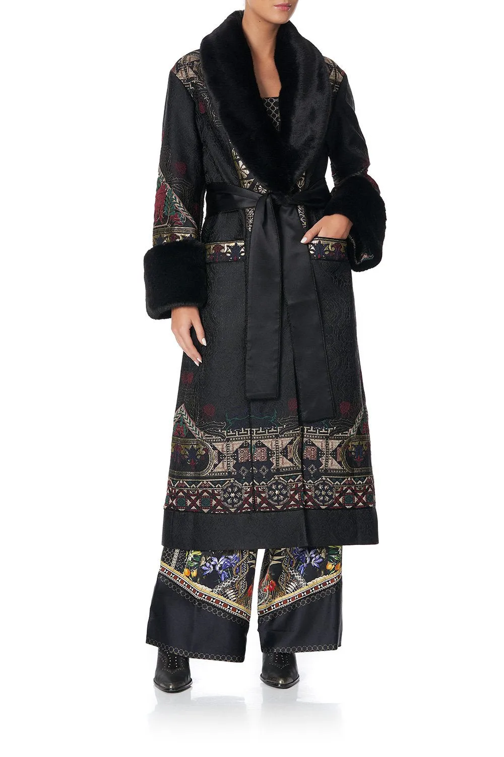COAT WITH FAUX FUR CUFF AND COLLAR BOTANICAL CHRONICLES