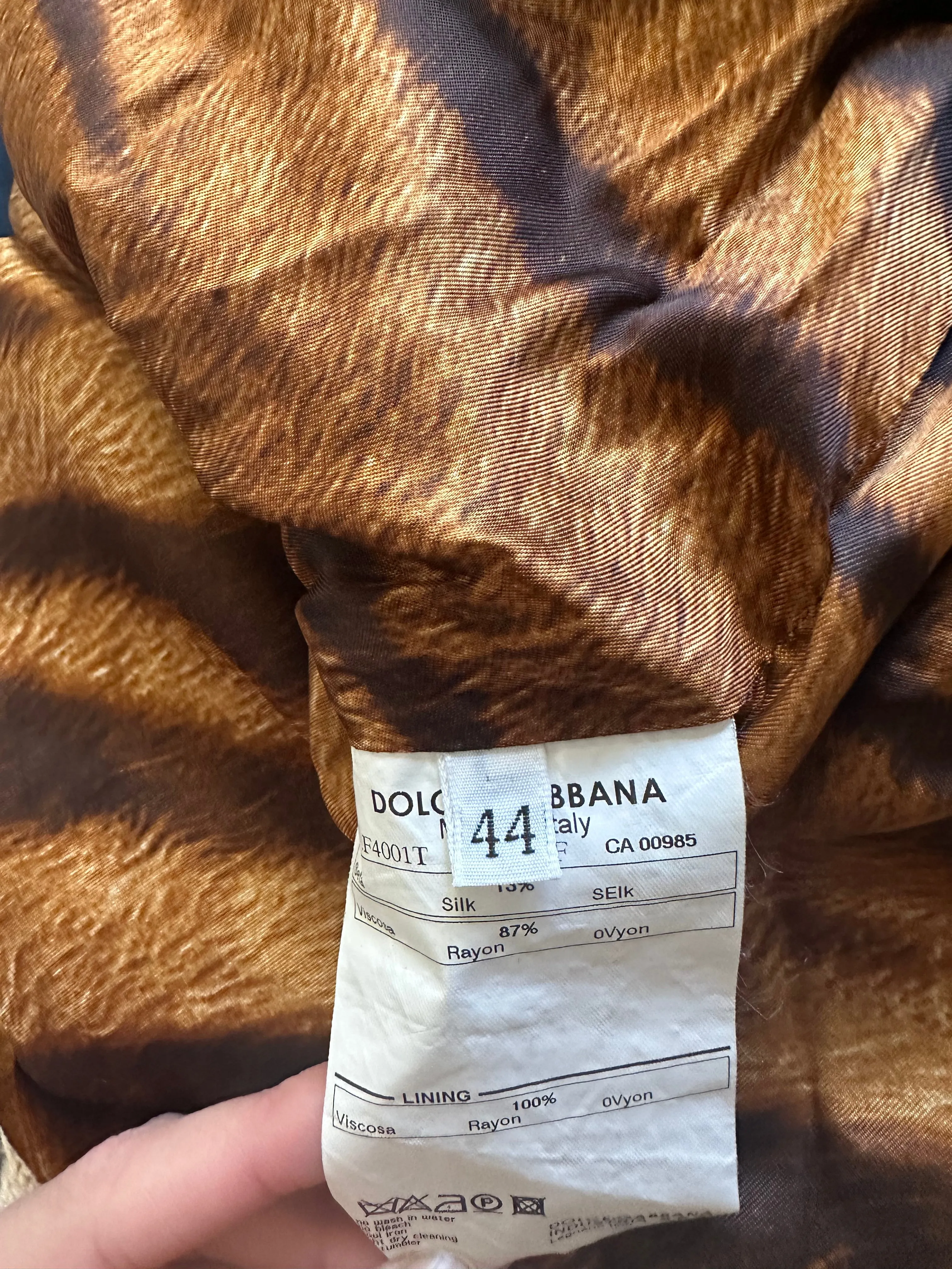 Dolce and Gabbana Velvet Animal Print Pencil Skirt