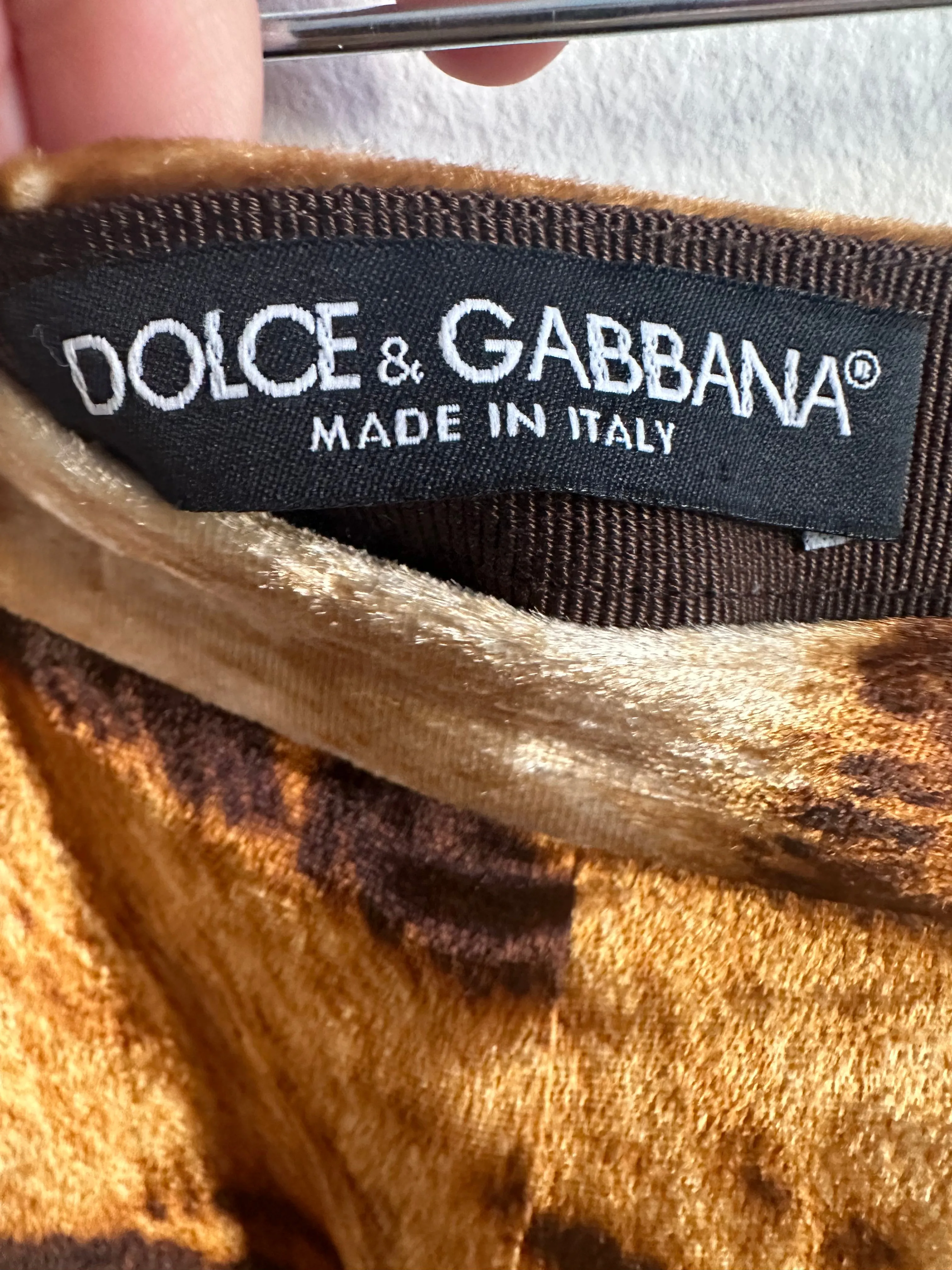 Dolce and Gabbana Velvet Animal Print Pencil Skirt