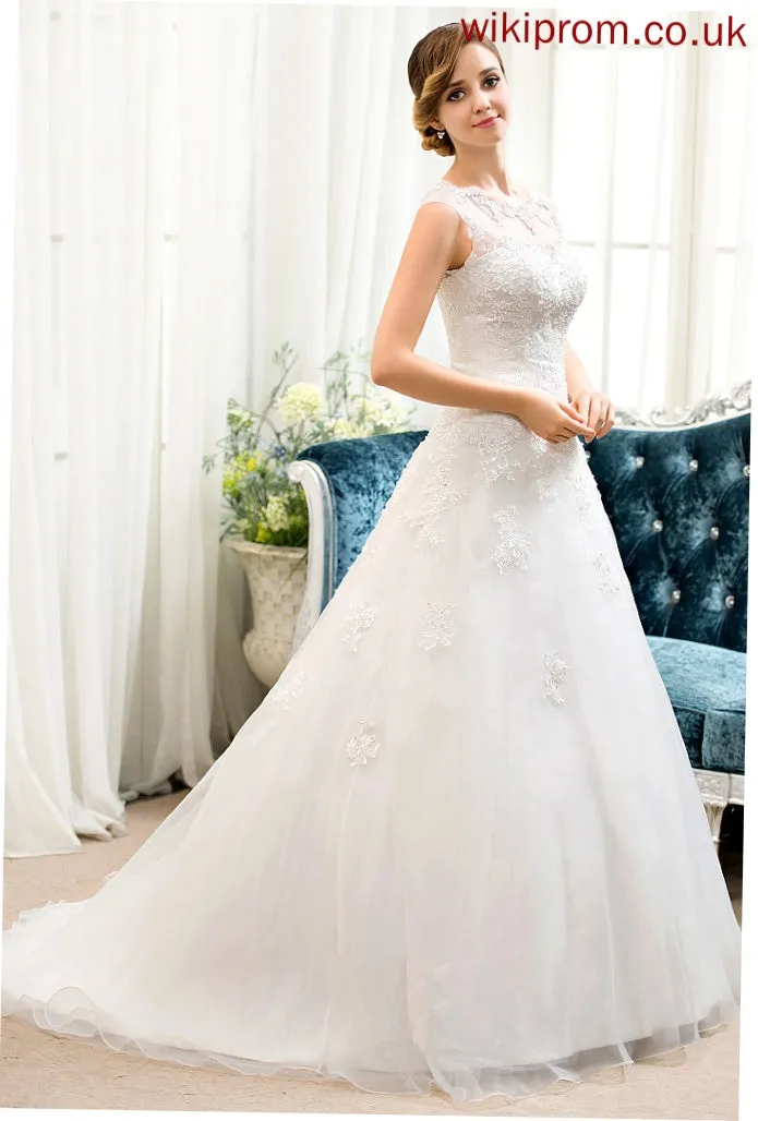 Dress Beading Muriel Ball-Gown/Princess Train Wedding With Tulle Illusion Sweep Organza Wedding Dresses Sequins