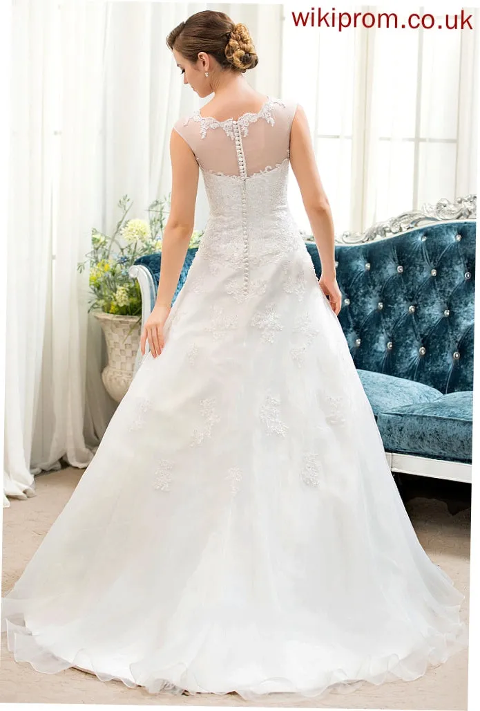 Dress Beading Muriel Ball-Gown/Princess Train Wedding With Tulle Illusion Sweep Organza Wedding Dresses Sequins