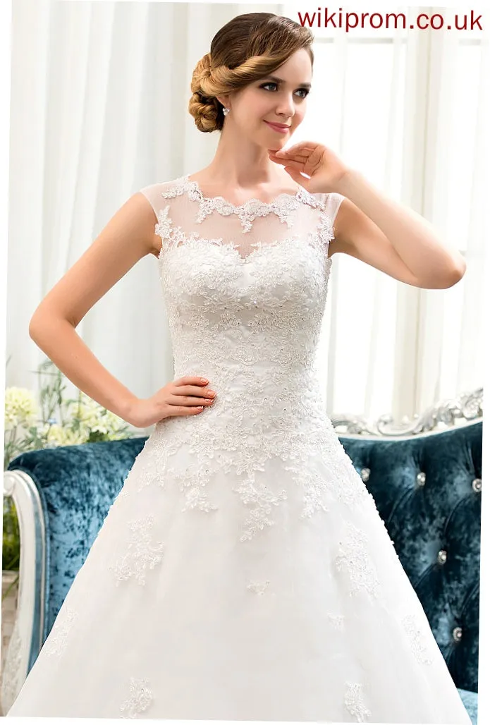 Dress Beading Muriel Ball-Gown/Princess Train Wedding With Tulle Illusion Sweep Organza Wedding Dresses Sequins