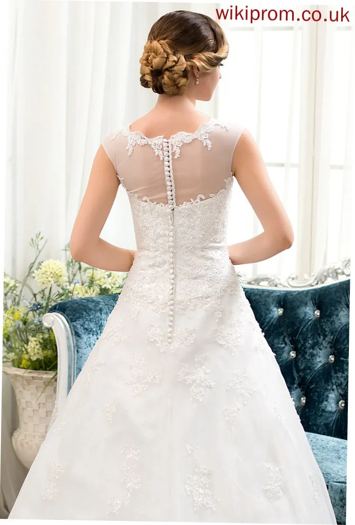 Dress Beading Muriel Ball-Gown/Princess Train Wedding With Tulle Illusion Sweep Organza Wedding Dresses Sequins
