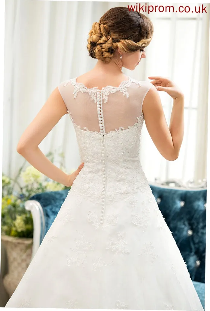 Dress Beading Muriel Ball-Gown/Princess Train Wedding With Tulle Illusion Sweep Organza Wedding Dresses Sequins