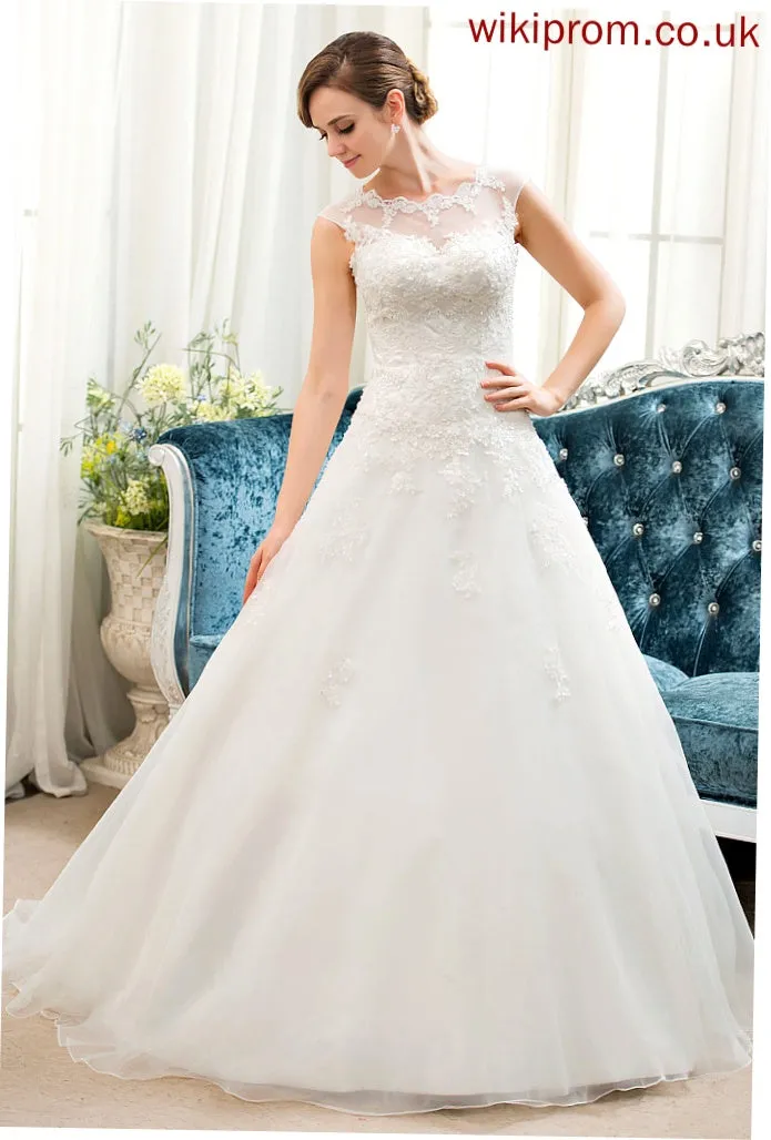 Dress Beading Muriel Ball-Gown/Princess Train Wedding With Tulle Illusion Sweep Organza Wedding Dresses Sequins