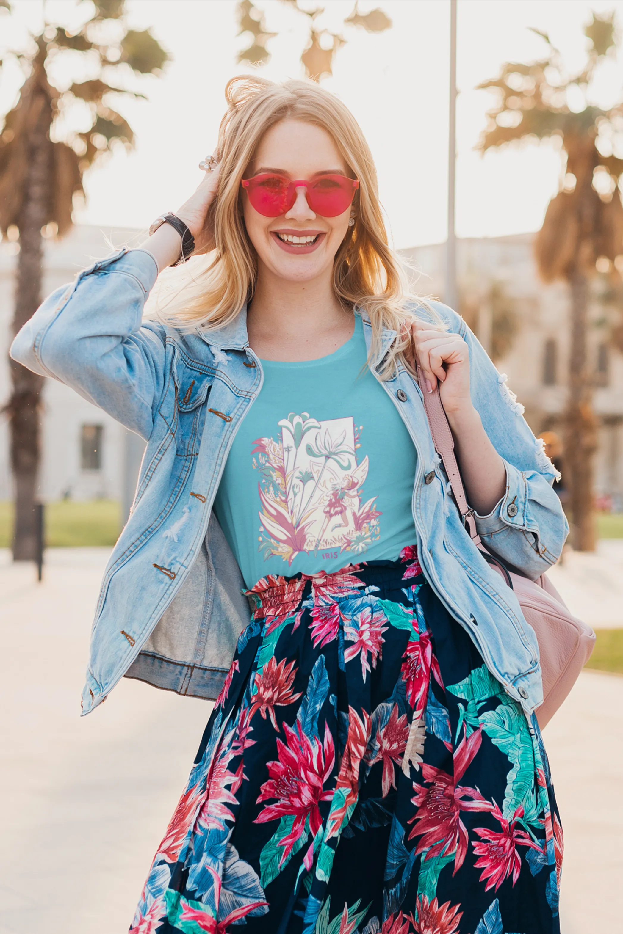 Fairy Blossom Printed Scoop Neck T-shirt for women