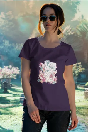 Fairy Blossom Printed Scoop Neck T-shirt for women