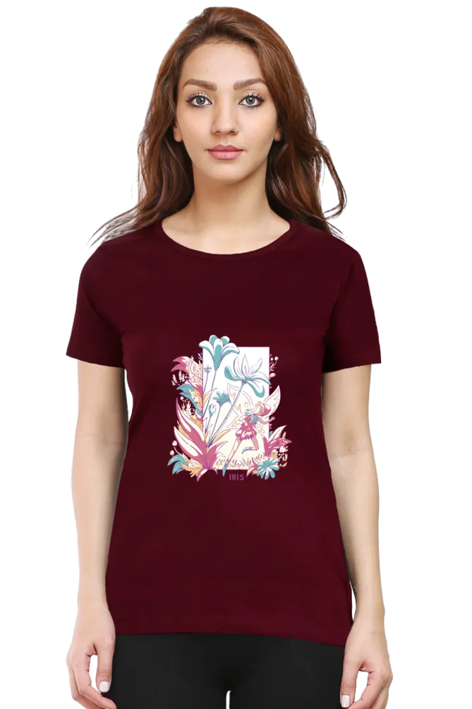 Fairy Blossom Printed Scoop Neck T-shirt for women
