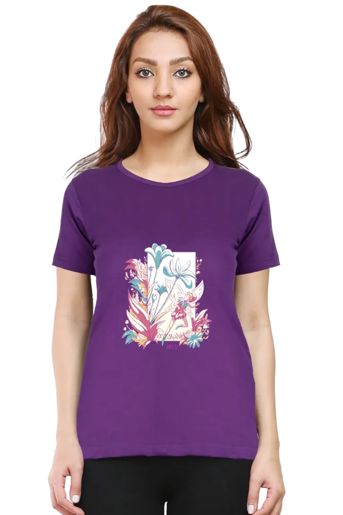 Fairy Blossom Printed Scoop Neck T-shirt for women