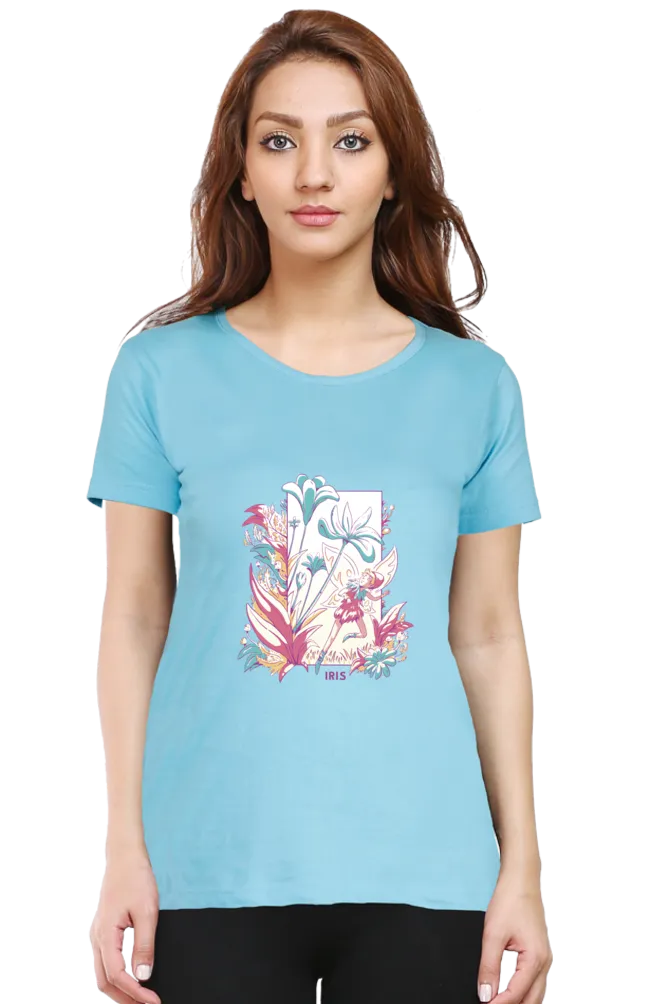 Fairy Blossom Printed Scoop Neck T-shirt for women