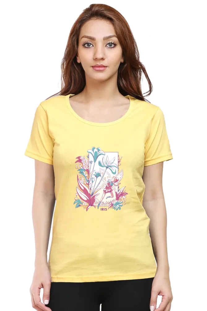 Fairy Blossom Printed Scoop Neck T-shirt for women