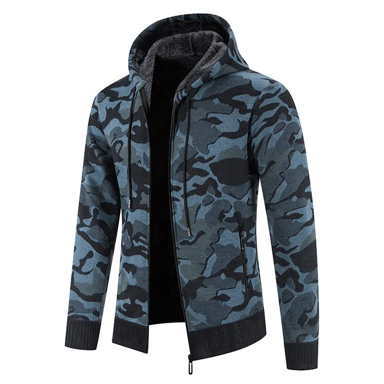 Fleece Camouflage Slim Knit Jacket