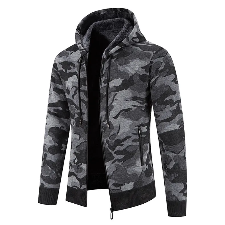 Fleece Camouflage Slim Knit Jacket