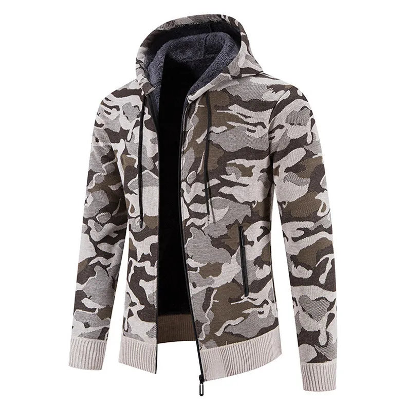 Fleece Camouflage Slim Knit Jacket
