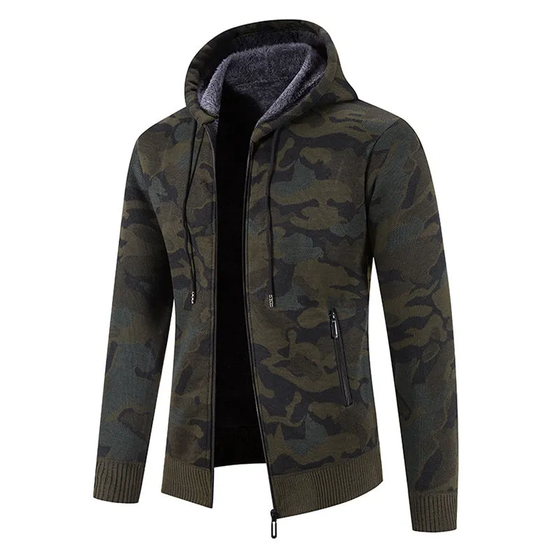 Fleece Camouflage Slim Knit Jacket