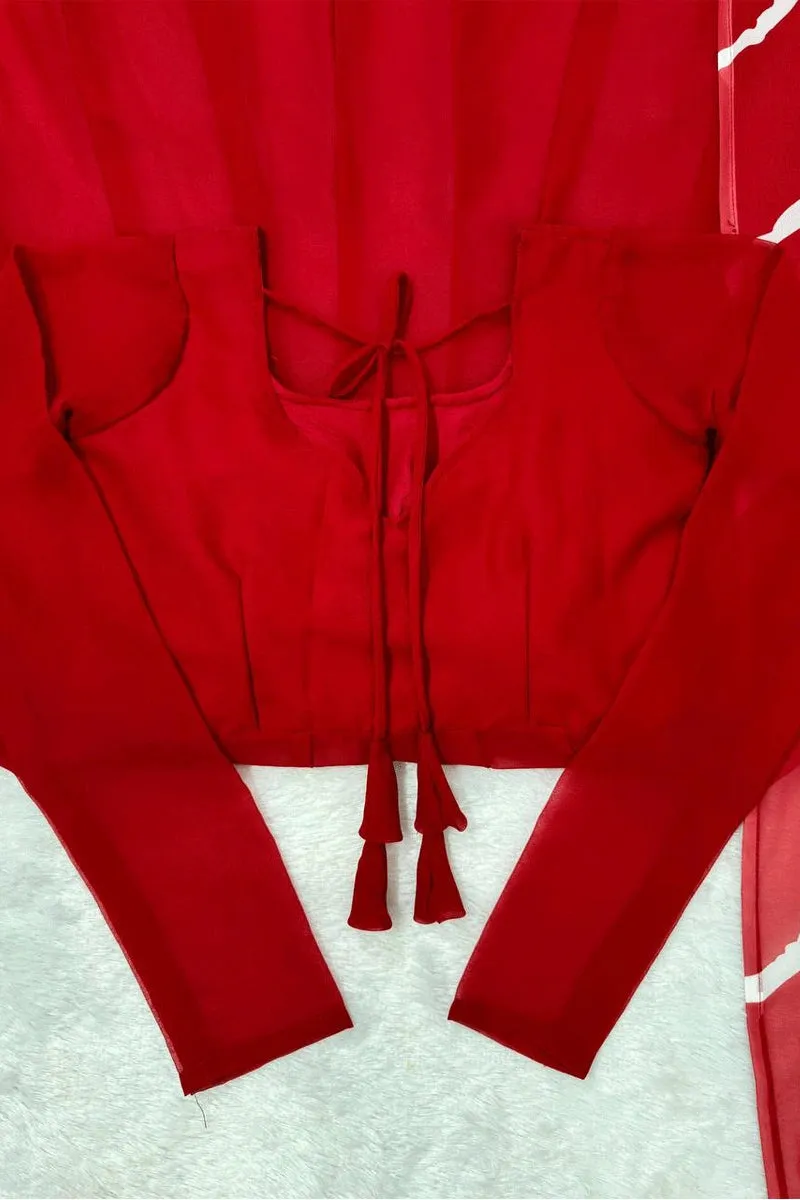 Fully Red Princess Gown For Wedding Reception