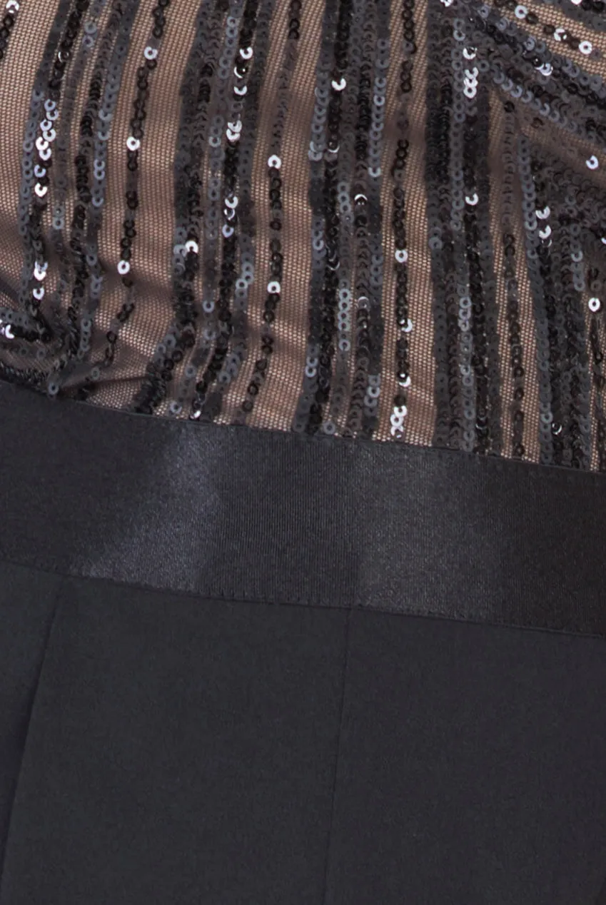 Goddiva One Shoulder Sequin Bodice Jumpsuit