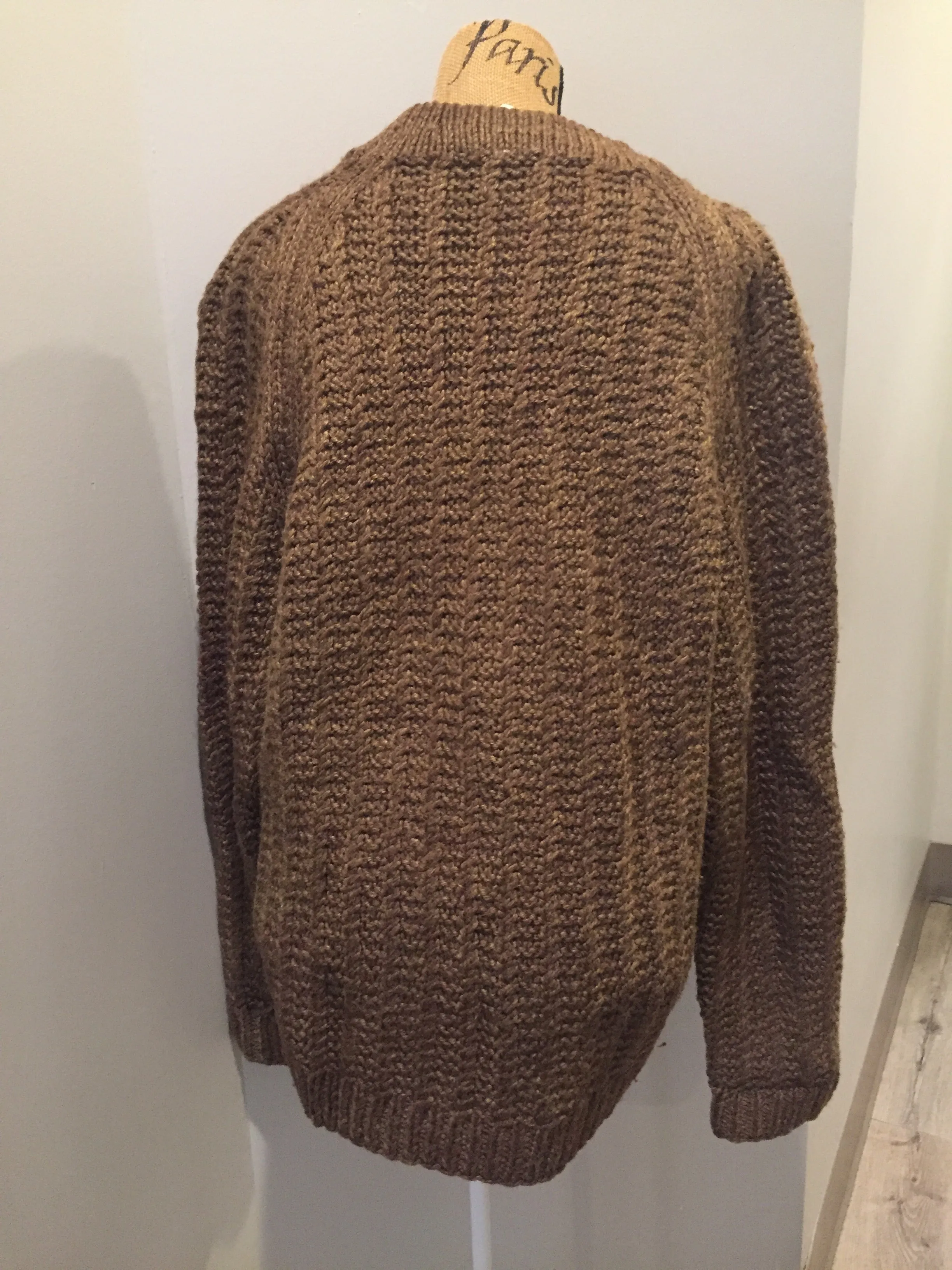 Hand Knit Brown V-Neck Sweater, SOLD