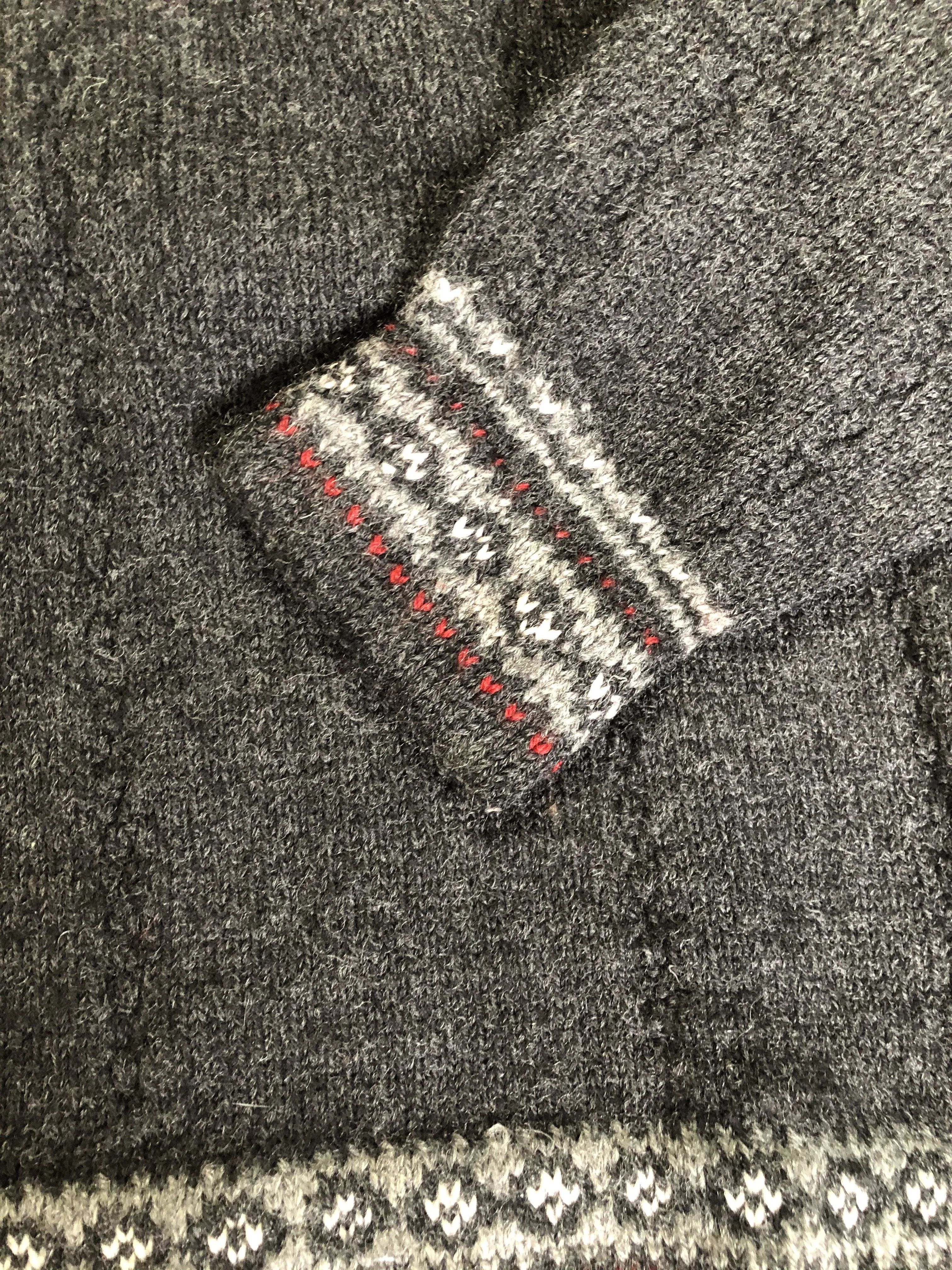 Handmade Grey/red/white Norwegian Style Wool Sweater, SOLD
