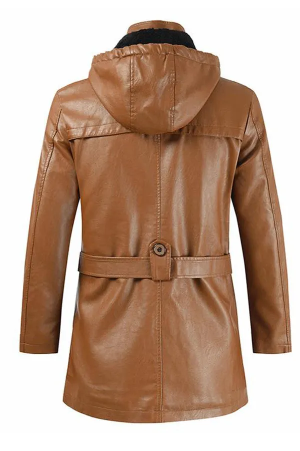 HOODED LEATHER JACKET